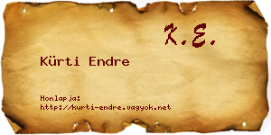 Kürti Endre névjegykártya